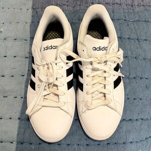 Adidas Grand Court White and Black Leather Sneakers